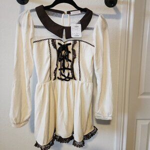 NWT Liz Lisa Cream and Brown Corset Sweater